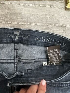 7 For All Mankind Skinny Jeans in Dark Gray Wash